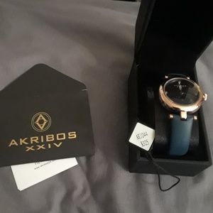Akribos diamond heart watch
